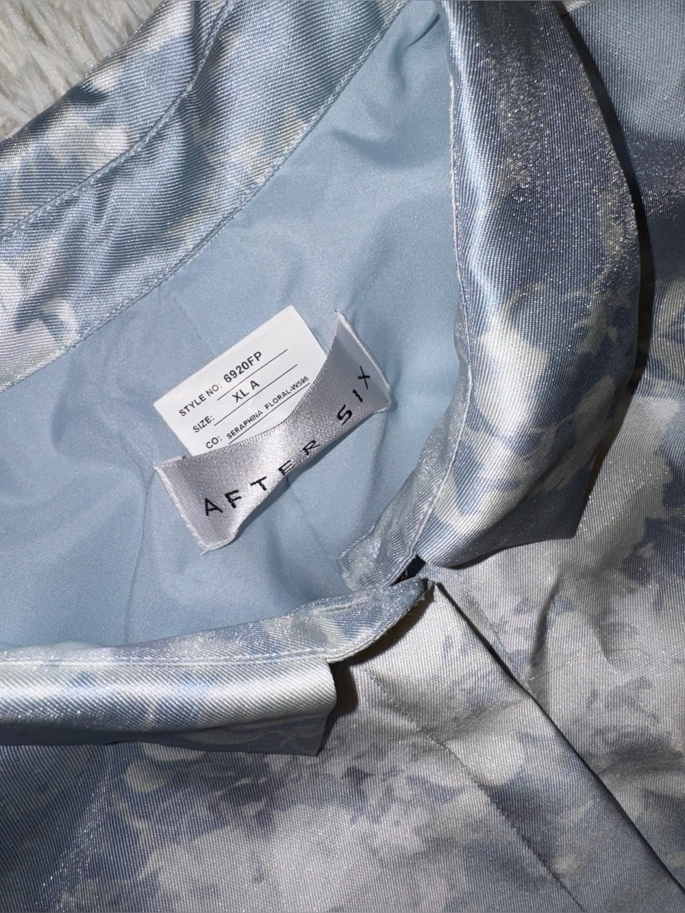 NEW AFTER SIX Floral Satin Twill Blue Seraphina Floral Ballgown Sz XL - Picture 6 of 9